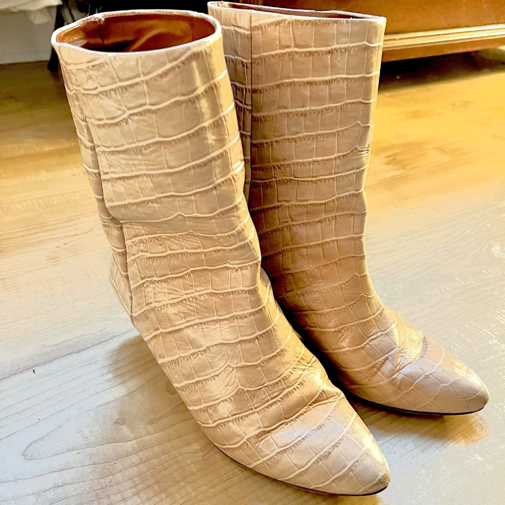 Miista Liza Tan Croc Leather Boots